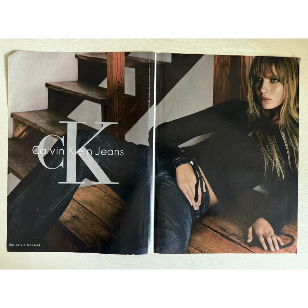 Vintage Y2K Calvin Klein Jeans Denim Sultry Sexy Model Advertisement Print Ad